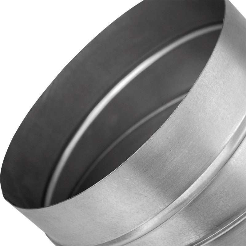 Black Orchid 45 Degree Pressed Metal Bend, close-up of the spigot and rolled edge