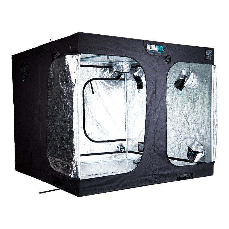 BloomBoxx Grow Tent 3m x 3m x 2m, three-quarter view with both doors open