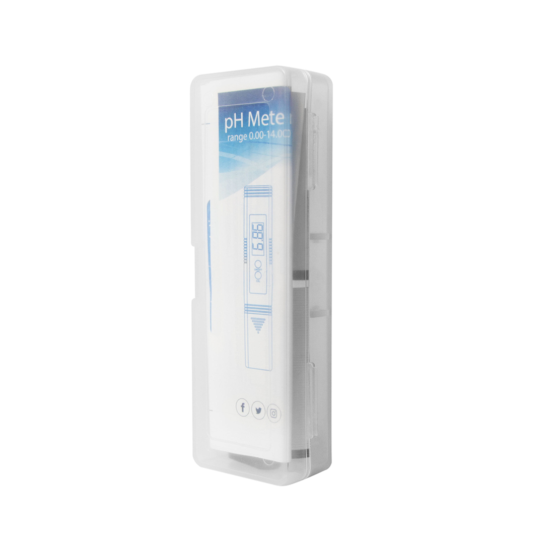 Digital pH Meter in its clear storage case