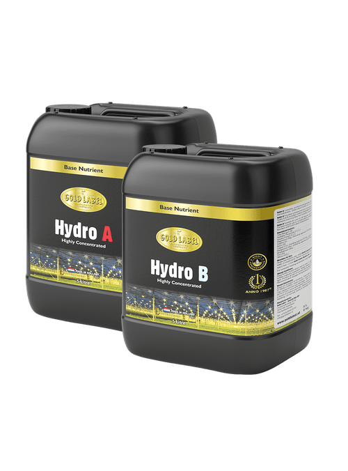 Gold Label Hydro A+B 5 litre A and B bottles, black label with gold branding