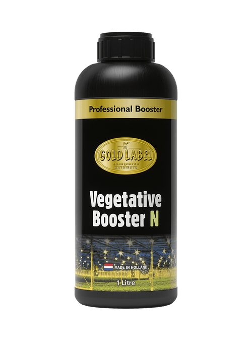 Gold Label Vegetative Booster N 1 litre bottle, black label with gold branding