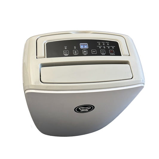 Gorilla Electric Dehumidifier, top view showing the Timer/OSC/Mode/Standby control panel and Gorilla badge