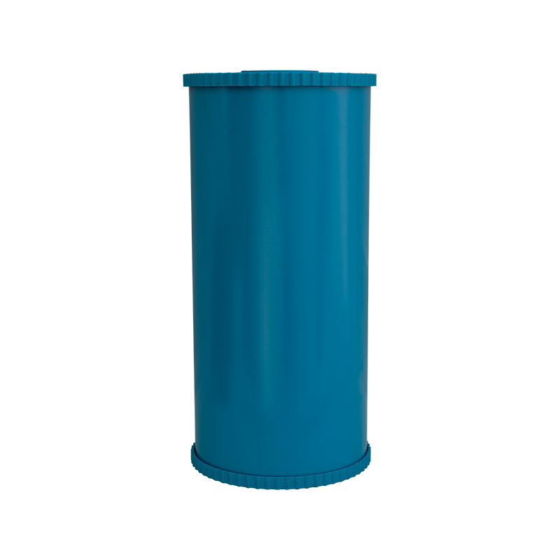 Hydro-Logic PreEvolution KDF catalytic carbon filter cartridge in blue plastic housing