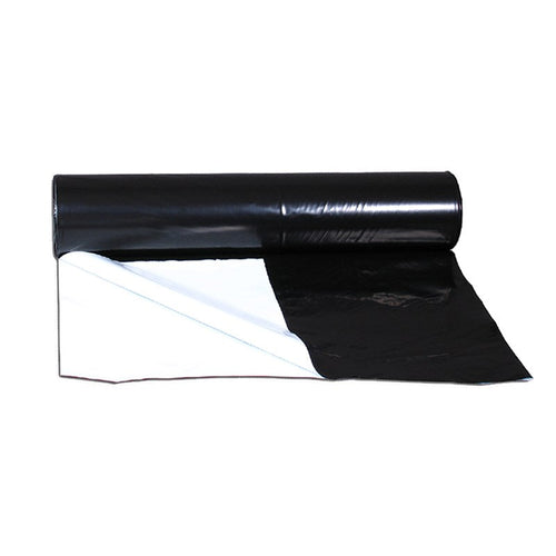 Luxx Black/White Sheeting roll, unrolled corner showing the black and white sides