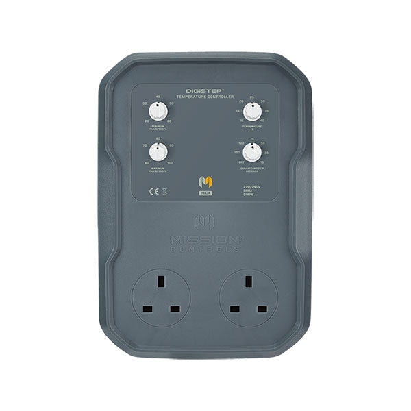 Mission Control DigiStep 16A Controller — front-on view of the fan speed and temperature dials