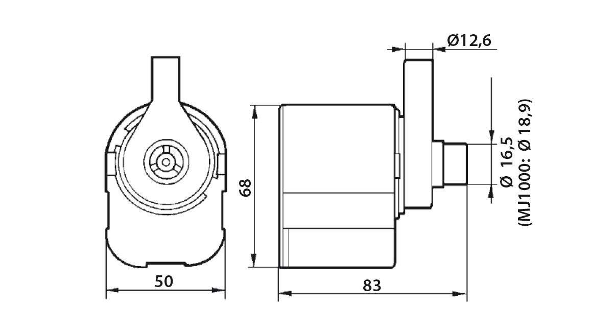 NEWA Maxi-Jet Submersible Pumps dimension drawing, 50 x 83 x 68mm