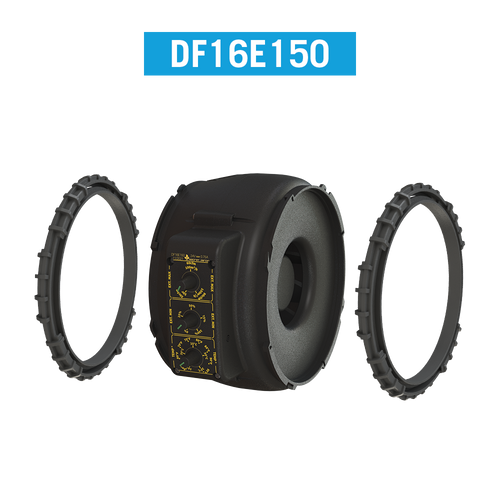 Secret Jardin DF16E150 extraction fan with control dials and duct connector rings
