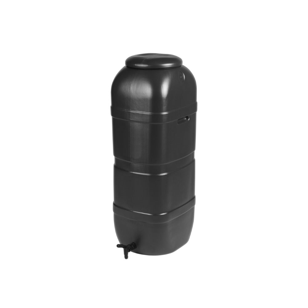 Slim Space Saver Water Butt — three-quarter view showing the lid and base tap