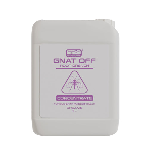 Spray2Grow Gnat Off Root Drench 5L concentrate bottle, front label