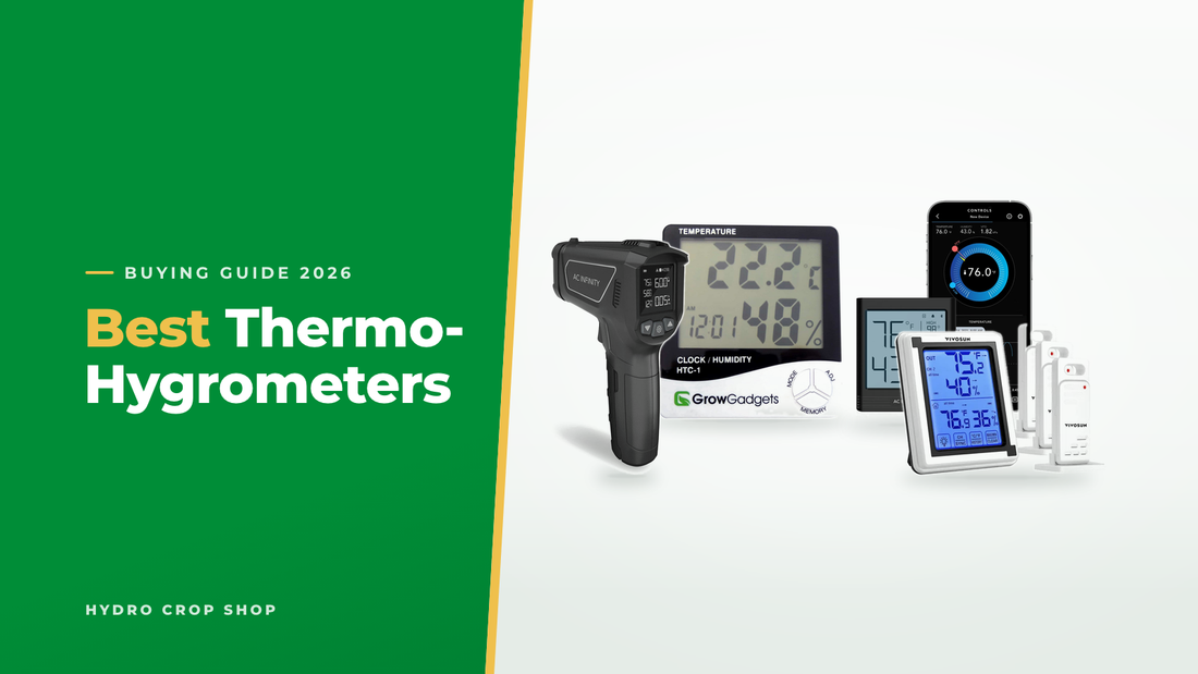 Best thermo-hygrometers: AC Infinity VPD Thermometer, Grow Tools meter, AC Infinity CloudCom and VIVOSUN wireless thermo-hygrometers