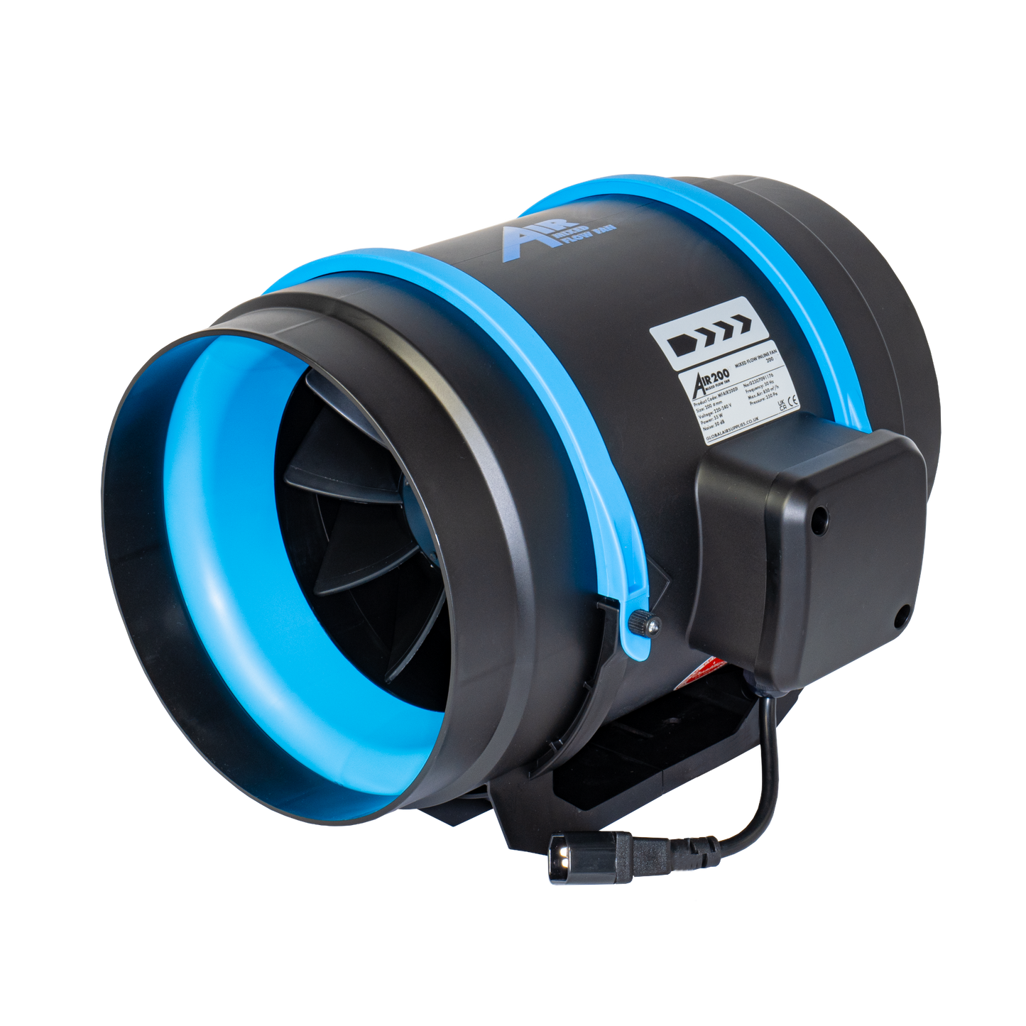Air AC Mixed Flow Inline Extractor Fan (formerly RadAir) | 100-315mm — 8" (200mm) - 850m3/h