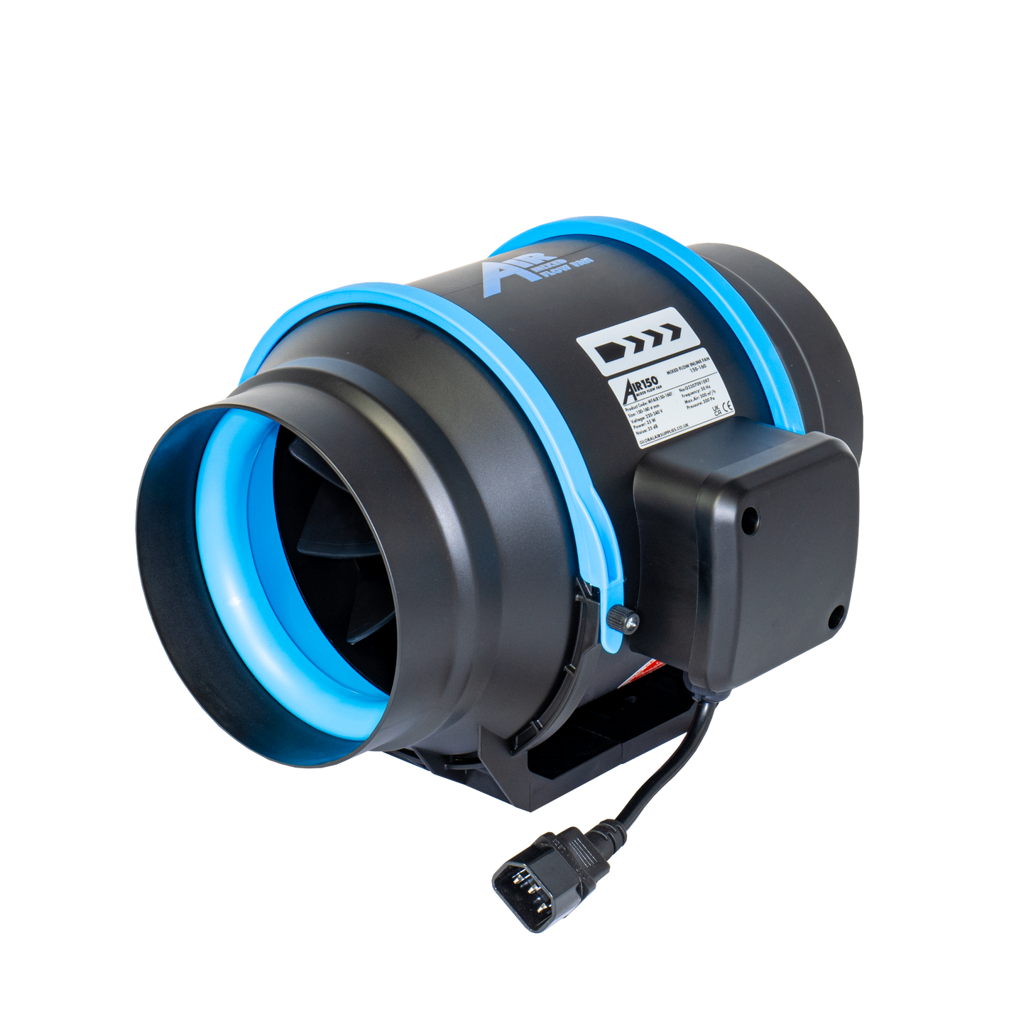 Air AC Mixed Flow Inline Extractor Fan (formerly RadAir) | 100-315mm — 6" (150mm) - 500m3/h