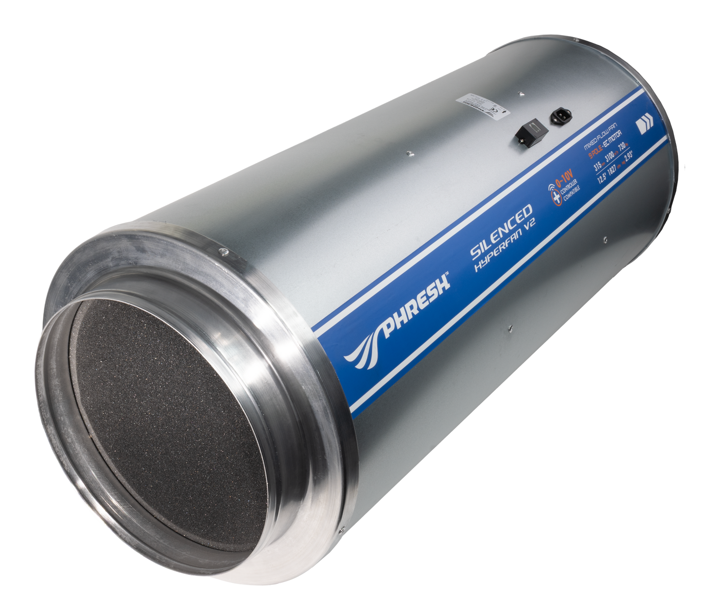 Phresh HyperFan Silenced V2 EC Inline Extractor Fan — 12" - 3100 m3/h