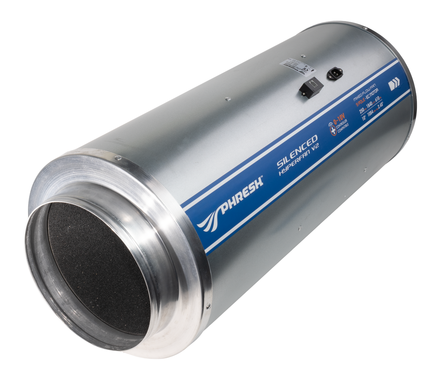 Phresh HyperFan Silenced V2 EC Inline Extractor Fan — 10" - 1810 m3/h