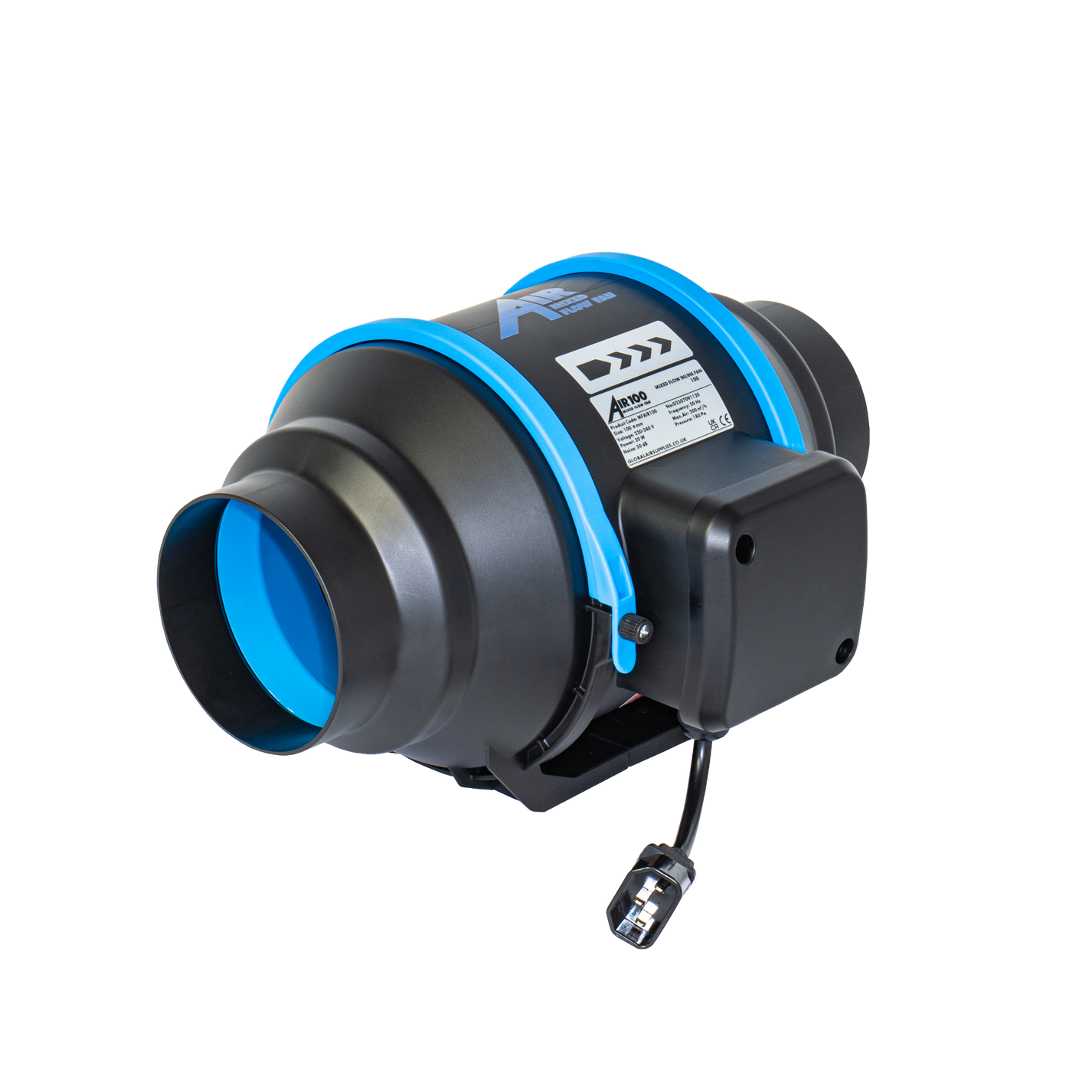 Air AC Mixed Flow Inline Extractor Fan (formerly RadAir) | 100-315mm — 4" (100mm) - 200m3/h