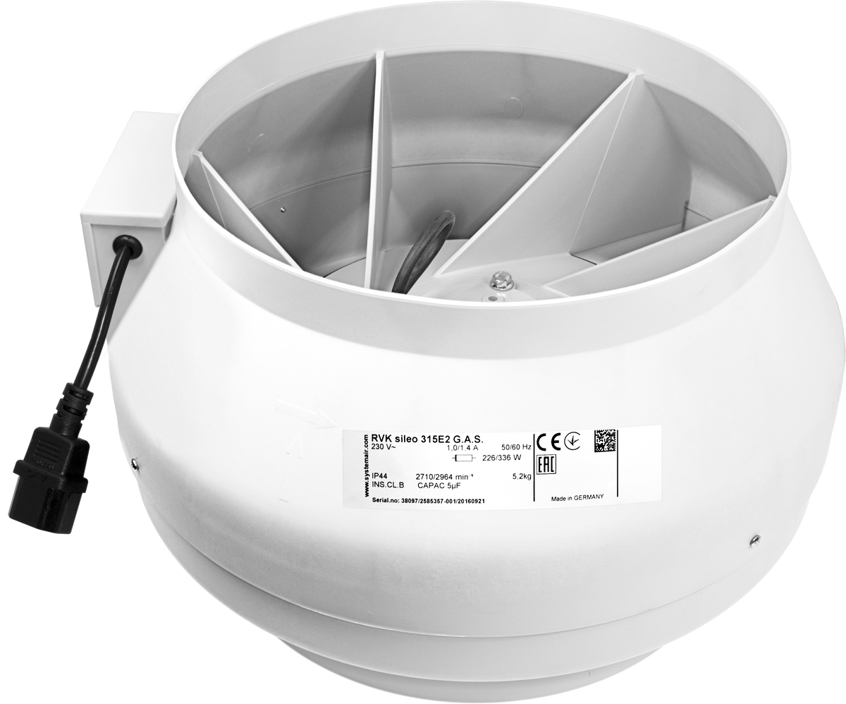 Systemair RVK 315 fan supplied in the 12 inch kit