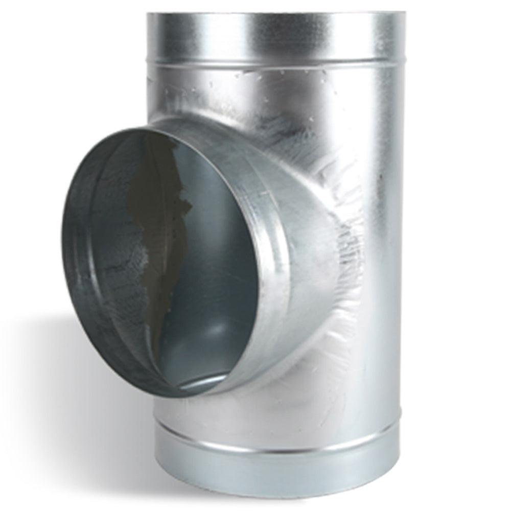 Pressed T-Piece Rigid Ducting Connector in Galvanised Steel — 10"
