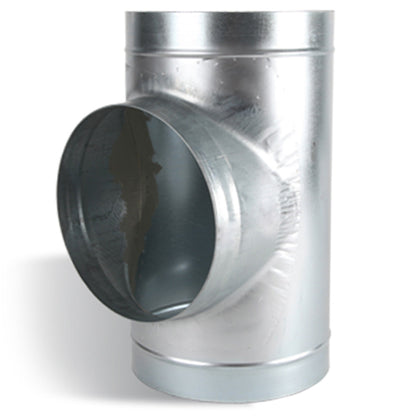 Pressed T-Piece Rigid Ducting Connector in Galvanised Steel — 12"