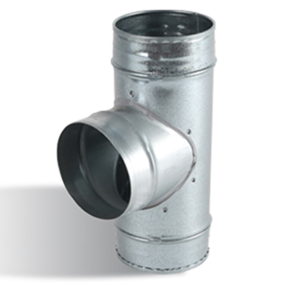 Pressed T-Piece Rigid Ducting Connector in Galvanised Steel — 4"