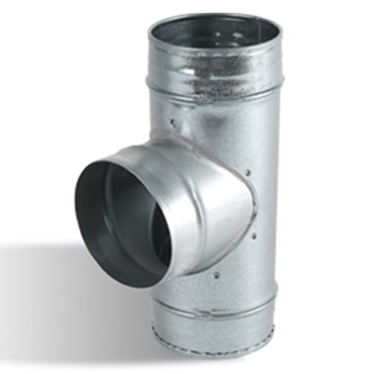 Pressed T-Piece Rigid Ducting Connector in Galvanised Steel — 4"