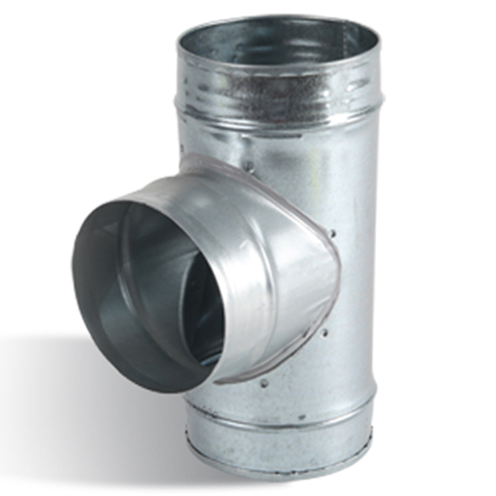 Pressed T-Piece Rigid Ducting Connector in Galvanised Steel — 5"