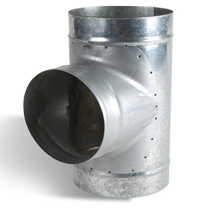 Pressed T-Piece Rigid Ducting Connector in Galvanised Steel — 8"