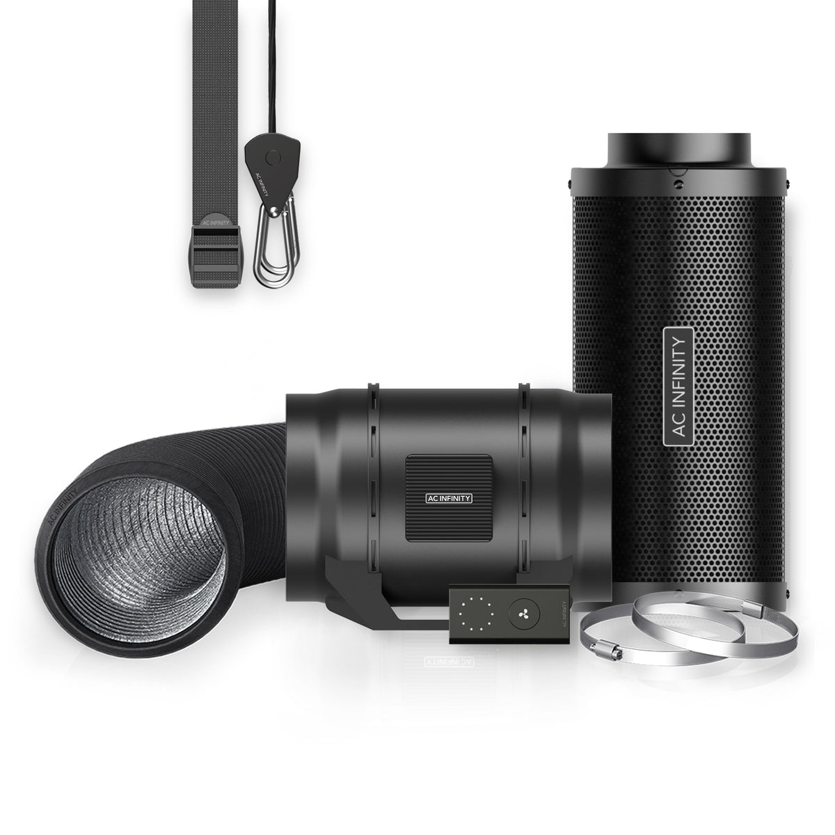 AC Infinity Air Filtration Kit 8 inch — inline fan, carbon filter, ducting and speed controller