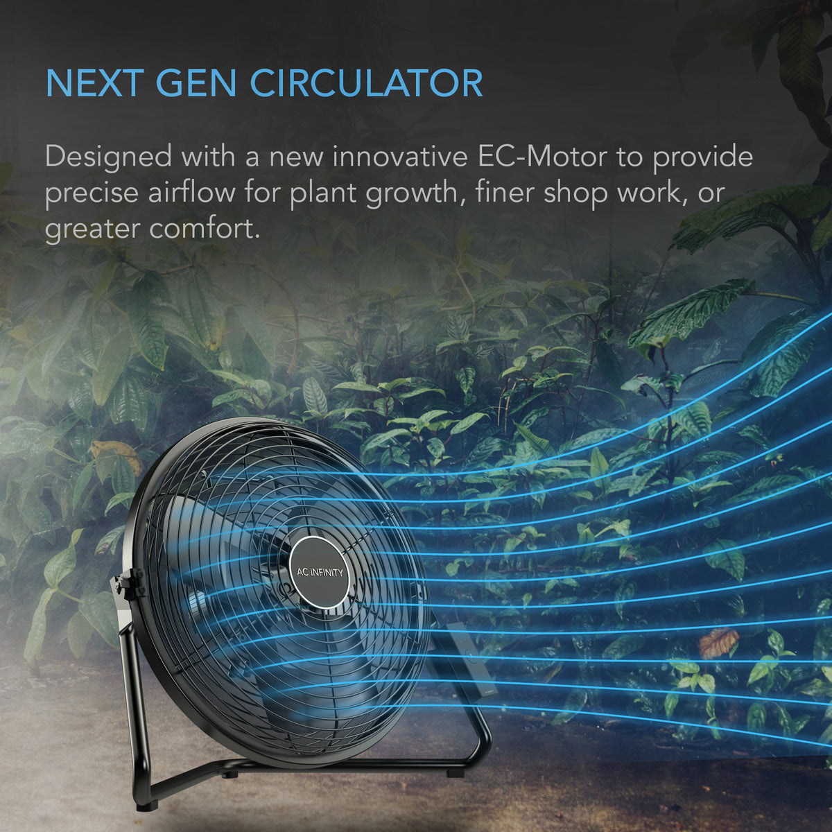 AC Infinity CLOUDLIFT airflow streamlines over a canopy