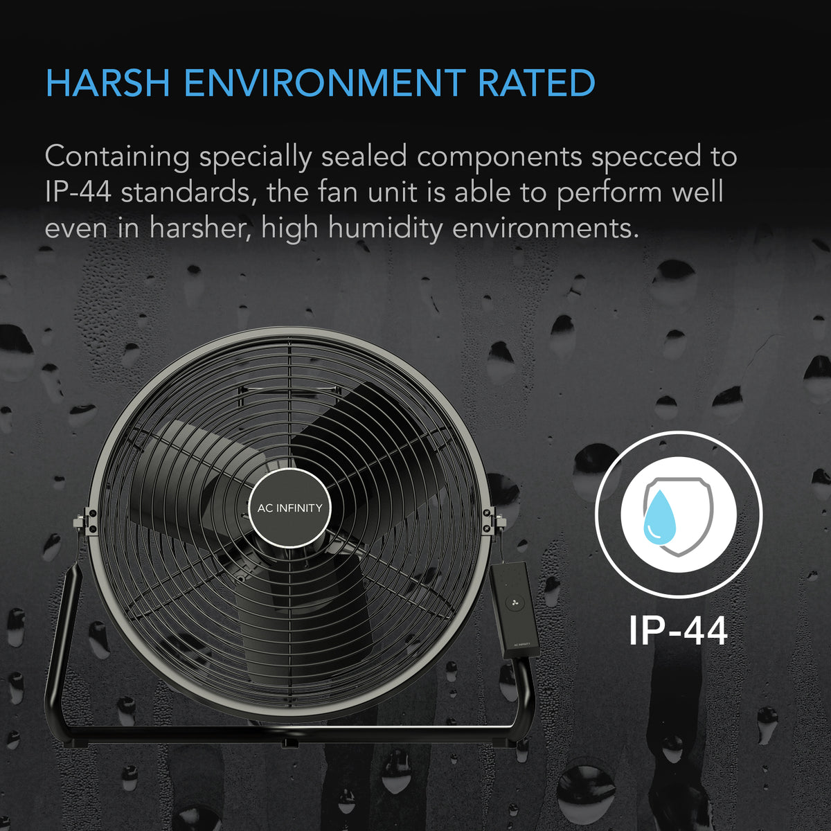 AC Infinity CLOUDLIFT IP-44 harsh environment rating diagram
