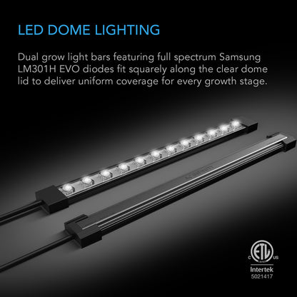 AC Infinity humidity dome dual LED grow light bars on the lid