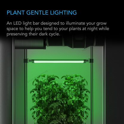 AC Infinity IONBEAM Green lighting a canopy during the dark period