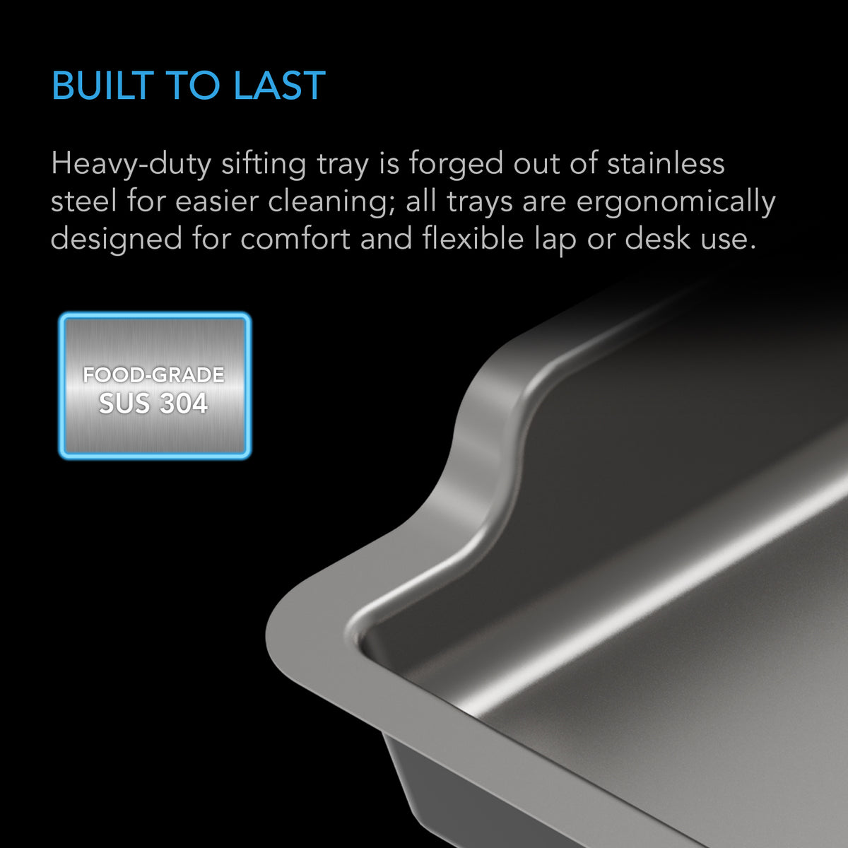 AC Infinity trim tray SUS 304 stainless steel close up