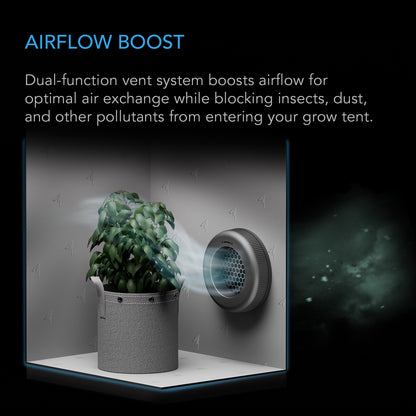 AC Infinity duct vent airflow cutaway blocking insects and dust