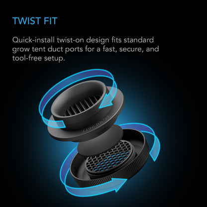 AC Infinity duct vent twist fit exploded assembly diagram