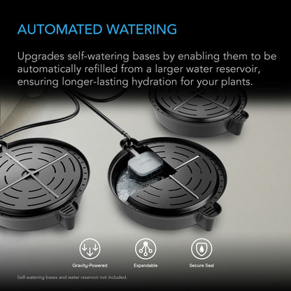 AC Infinity Auto-Fill Upgrade Valve Kit valve fitted inside a self-watering base reservoir (bases and reservoir not included)