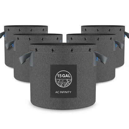 AC Infinity Heavy Duty Fabric Pots — 15 Gallon (56.8L) – 5 Pack
