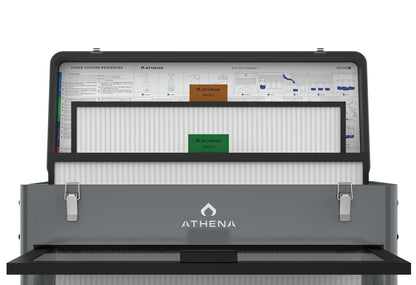 Athena Tissue Culture Kit flow hood front with the procedure in the lid