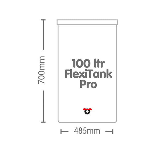 AutoPot FlexiTank Pro 100L dimensions - 485 x 700 mm