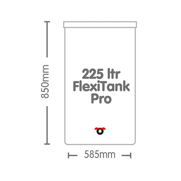 AutoPot FlexiTank Pro 225L dimensions - 585 x 850 mm