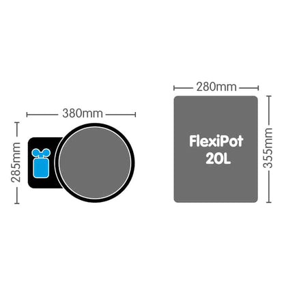 AutoPot XL FlexiPot Module dimensions - 380 x 285 mm tray, 20 litre FlexiPot