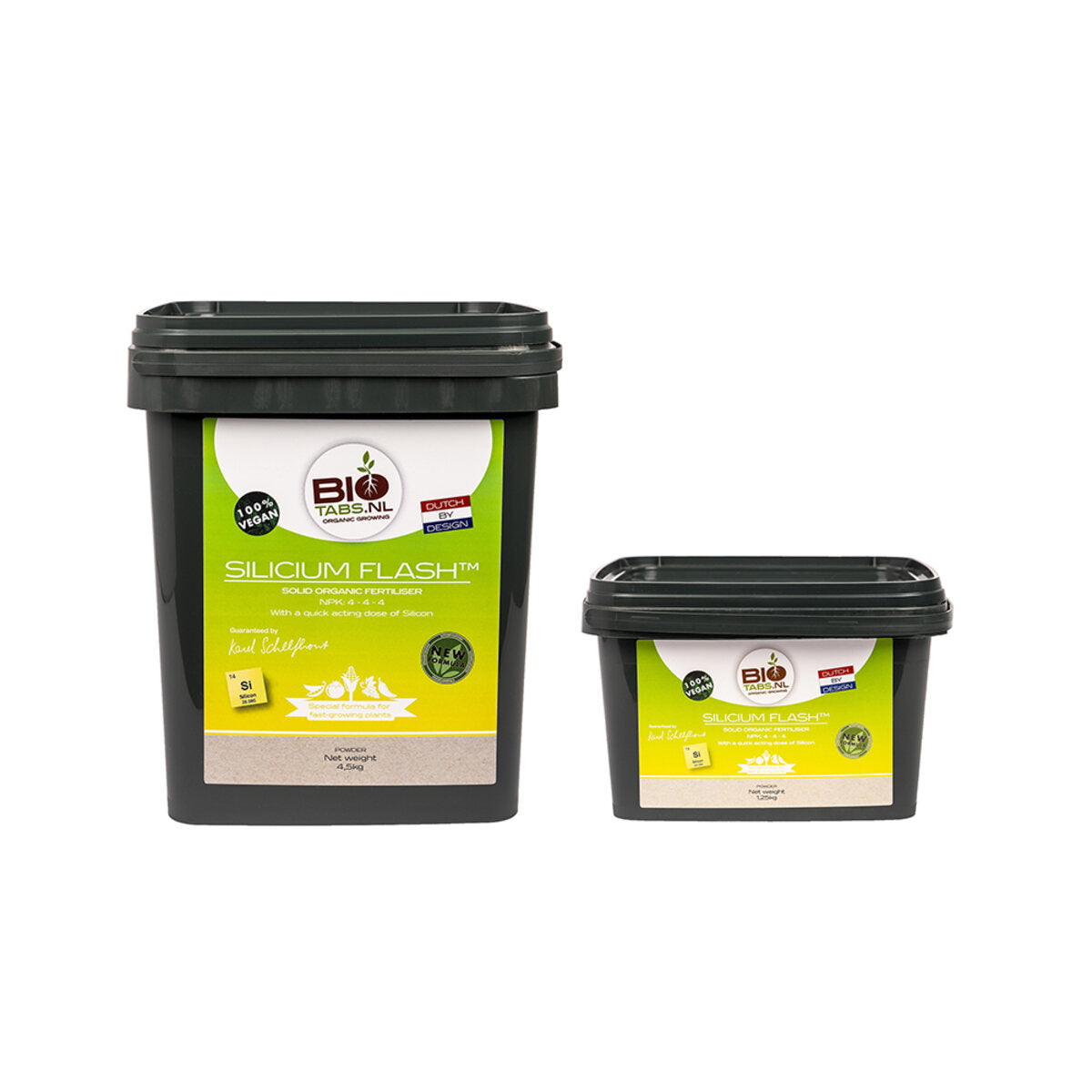 BioTabs Silicium Flash tubs in both sizes side by side
