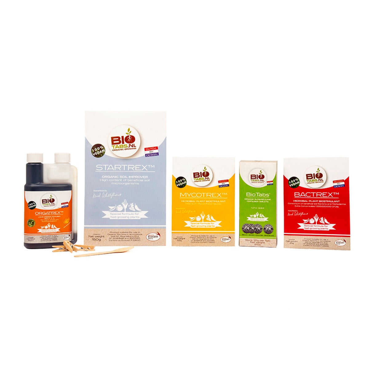 BioTabs Starter Pack contents: Orgatrex, Startrex, Mycotrex, BioTabs tablets and Bactrex