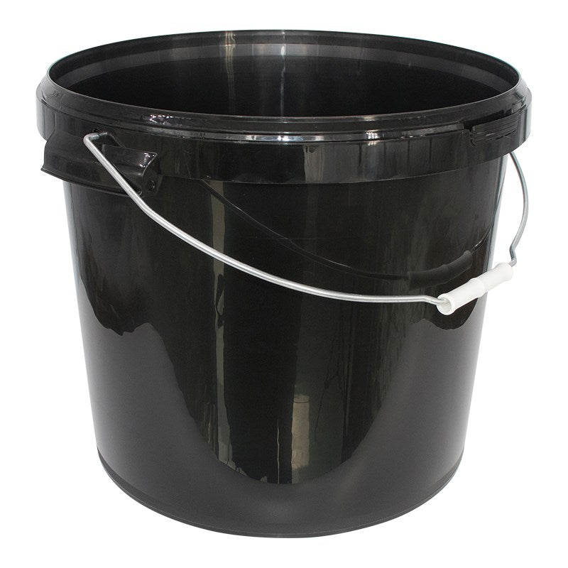 Black Plastic Bucket with lid, the 21L size
