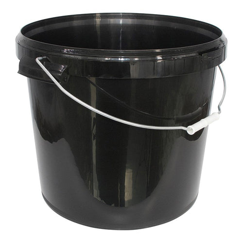 Black Plastic Bucket with lid, the 21L size