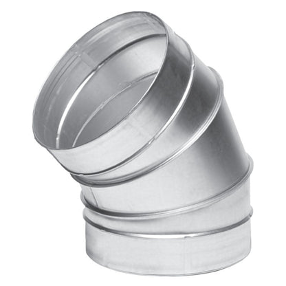 Blauberg 45 Degree Segmented Duct Bend – single galvanised bend showing the jointed segments and rolled edges