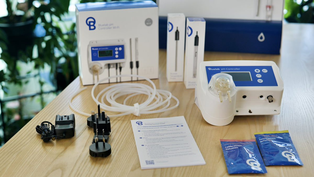 Bluelab pH Controller Wi-Fi wall-mounted in a grow room