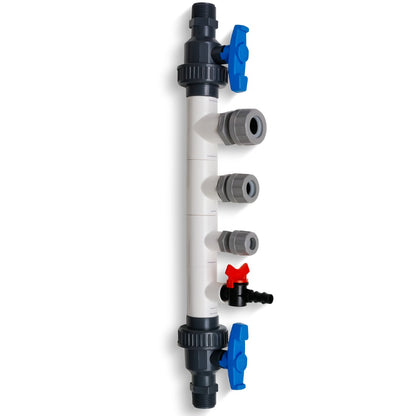 Bluelab Sample Tube side view showing the probe ports and drain tap