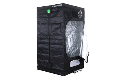 BudBox Pro Tent 120x120x220cm, second angle showing the frame, doors and silver mylar interior