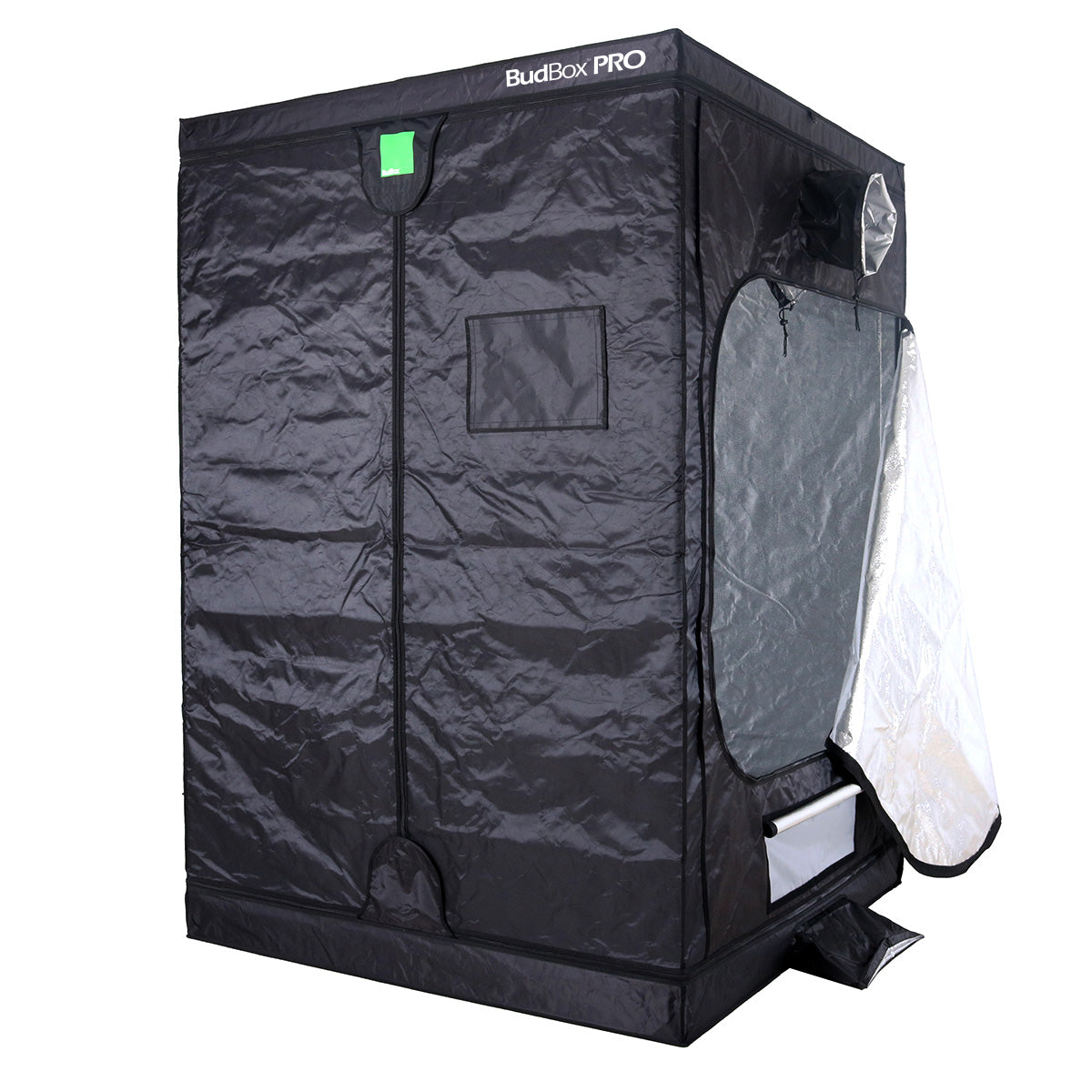 BudBox Pro Tent 150x150x220cm, second angle showing the frame, doors and silver mylar interior