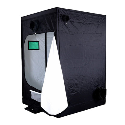 BudBox Pro Tent 150x150x220cm White with an access door open, showing the PRO White lining